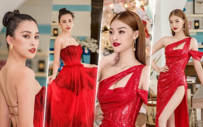 Kiều Loan diện váy đỏ cắt xẻ táo bạo, Tiểu Vy sắc sảo chuẩn 'Hoàn vũ': Đẹp bất phân thắng bại Ảnh 2