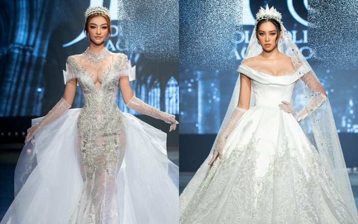 Á hậu Kiều Loan khoe khuôn ngực căng tròn, diện váy cưới xinh như mộng, nhìn tới Tiểu Vy mới bất ngờ Ảnh 2