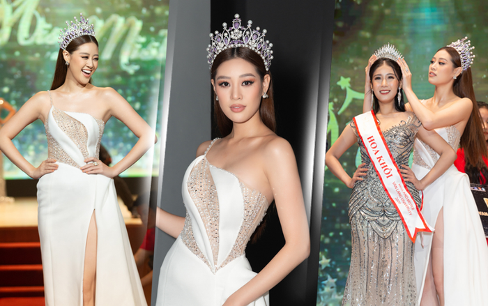 Khánh Vân diện váy dạ hội khoe chân quyến rũ, trao vương miện Hoa khôi, sải bước đẹp như 'Final walk' Ảnh 2