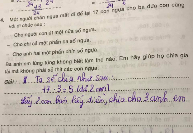 Bài toán tiểu học khiến dân mạng thích thú, đặc biệt là cách giải của nam sinh