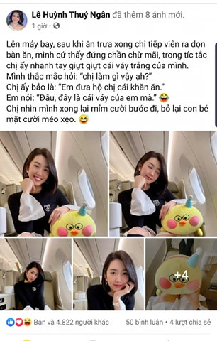 Mặc váy siêu ngắn, Thúy Ngân 'dở khóc dở cười' khi bị tiếp viên tưởng nhầm là khăn ăn Ảnh 1