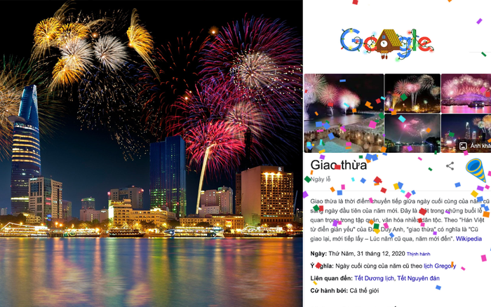 Google mừng Giao Thừa 2021 trên trang chủ với hiệu ứng thổi kèn, tung pháo giấy Ảnh 2