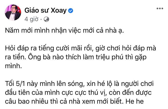 'Giáo sư Xoay' trở thành người dẫn tiếp theo của Ai Là Triệu Phú Ảnh 2