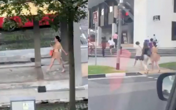 Người phụ nữ khỏa thân thản nhiên xách túi đi dạo trên phố Ảnh 2