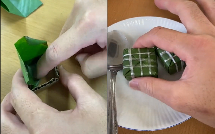 Clip: Nam thanh niên hướng dẫn cách gói bánh chưng 'mini' khiến dân tình thích thú Ảnh 2