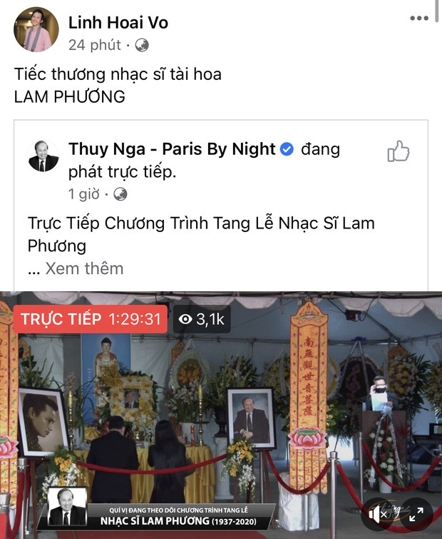 Tang lễ nhạc sĩ Lam Phương: NS Hoài Linh, Phạm Quỳnh Anh gửi lời tiễn biệt từ Việt Nam Ảnh 2