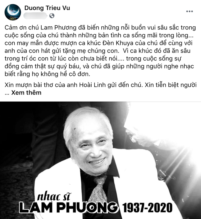 Dương Triệu Vũ cũng là một nghệ sĩ hải ngoại gắn bó cùng những ca khúc của cố nhạc sĩ Lam Phương.