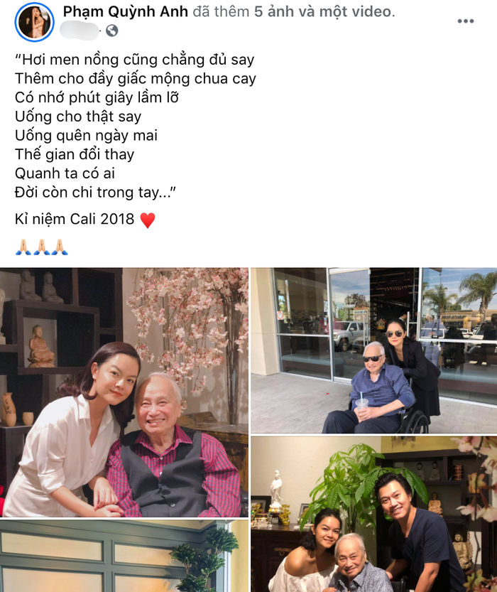 Từng có dịp cộng tác cùng cố nhạc sĩ Lam Phương, Phạm Quỳnh Anh chia sẻ những khoảnh khắc khiến người hâm mộ không khỏi xót xa.