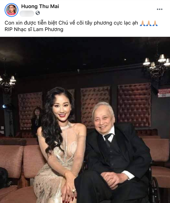 Maya cũng gửi lời tiễn biệt đến cố nhạc sĩ Lam Phương.