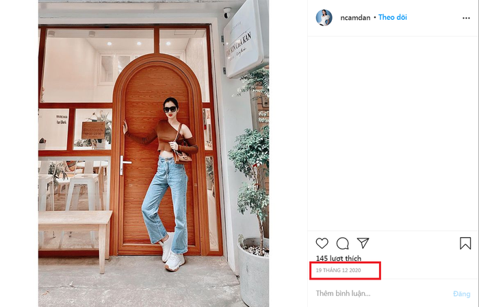 Trước đó 1 ngày, Cẩm Đan chia sẻ ảnh mặc áo trùng khớp với ống tay áo trong hình của Đức Huy