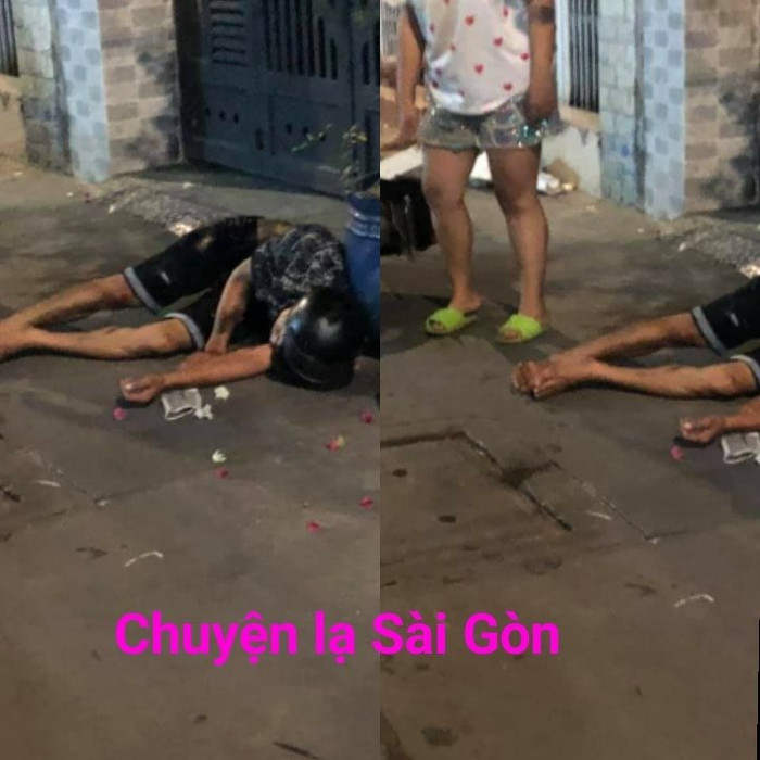 Tên cướp sau khi bị người dân vây bắt 