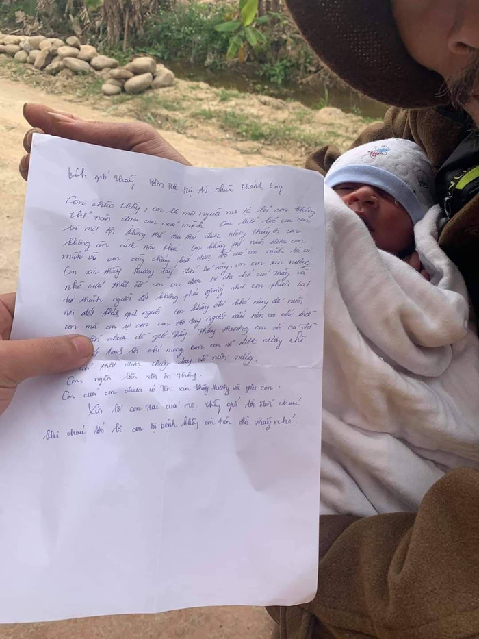 Lá thư được người mẹ của đứa bé gửi lại