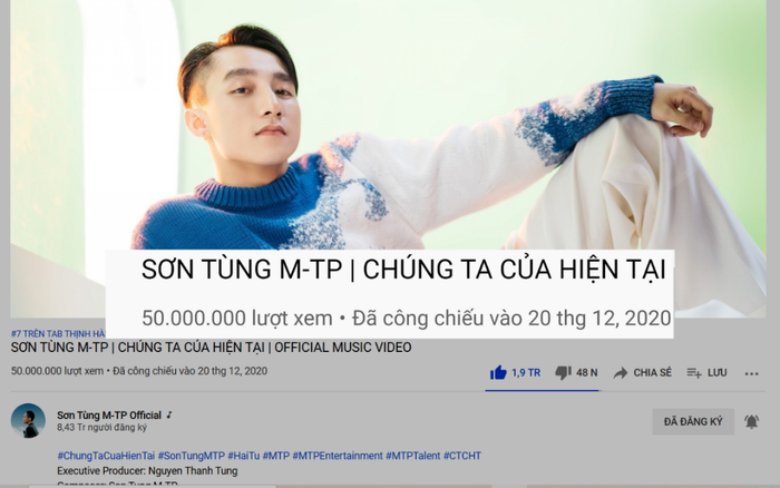 MV 'Chúng ta của hiện tại' của Sơn Tùng MTP cán mốc 50 triệu lượt xem sau đúng 20 ngày Ảnh 2