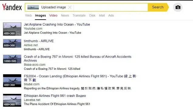 Dựa trên kết quả tìm kiếm hình ảnh trên công cụ tìm kiếm Yandex, Liputan6 phát hiện một số video tương tự đã từng được đăng tải lên YouTube cách đây nhiều năm. (Ảnh: Liputan6)