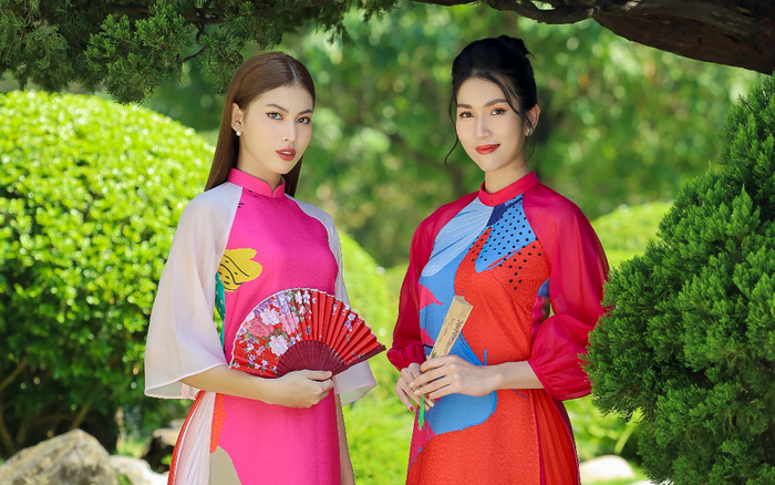 Á hậu Ngọc Thảo, Á hậu Phương Anh diện áo dài Tết mong manh, gợi ý loạt màu sắc xu hướng Ảnh 2