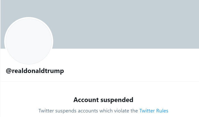 Hôm 8/1, Twitter đã ra quyết định đình chỉ vĩnh viễn tài khoản của ông dựa trên những bài viết cuối cùng của Tổng thống Trump đăng tải. (Ảnh chụp màn hình)