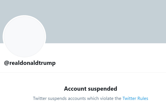 Twitter đã ra quyết định đình chỉ vĩnh viễn tài khoản của ông dựa trên những bài viết cuối cùng của Tổng thống Trump đăng tải. (Ảnh chụp màn hình)