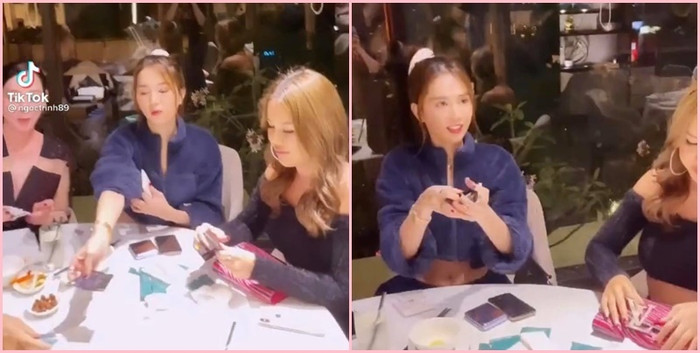 Màn thanh toán đặc sắc khi hội bạn thân của Ngọc Trinh cùng nộp thẻ ra rồi tráo lên, rút thăm.