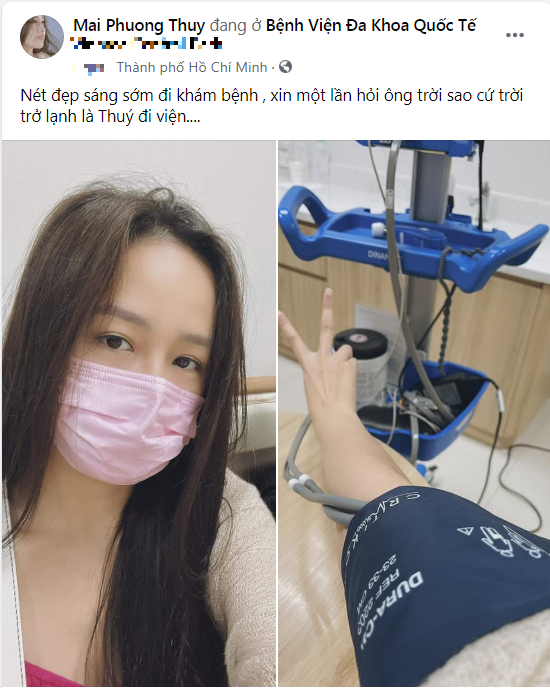 Mai Phương Thúy cho biết cứ mỗi lần thời tiết trở cô lại là phải đi bệnh viện