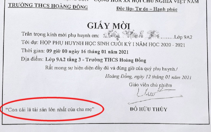Đưa giấy mời họp phụ huynh, giáo viên tinh tế kèm theo lời nhắn gửi khiến ai nấy cũng xuýt xoa Ảnh 2
