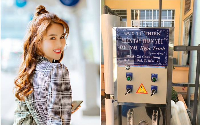 Ngọc Trinh còn quyên góp hơn 500 triệu đồng tặng máy lọc nước mặn cho bà con các tỉnh Đồng bằng Sông Cửu Long.