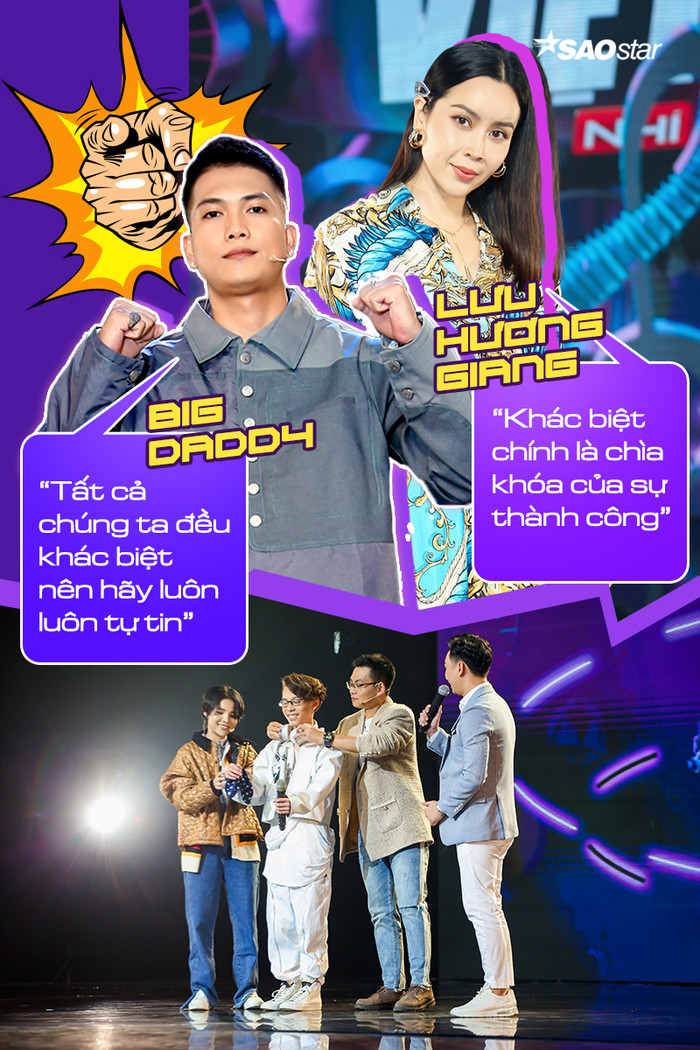 Không chỉ2 HLV nhà Kidneeland, cả BigDaddy và Lưu Hương Giang đều ủng hộ và tôn trọng sự khác biệt của Duy Long.