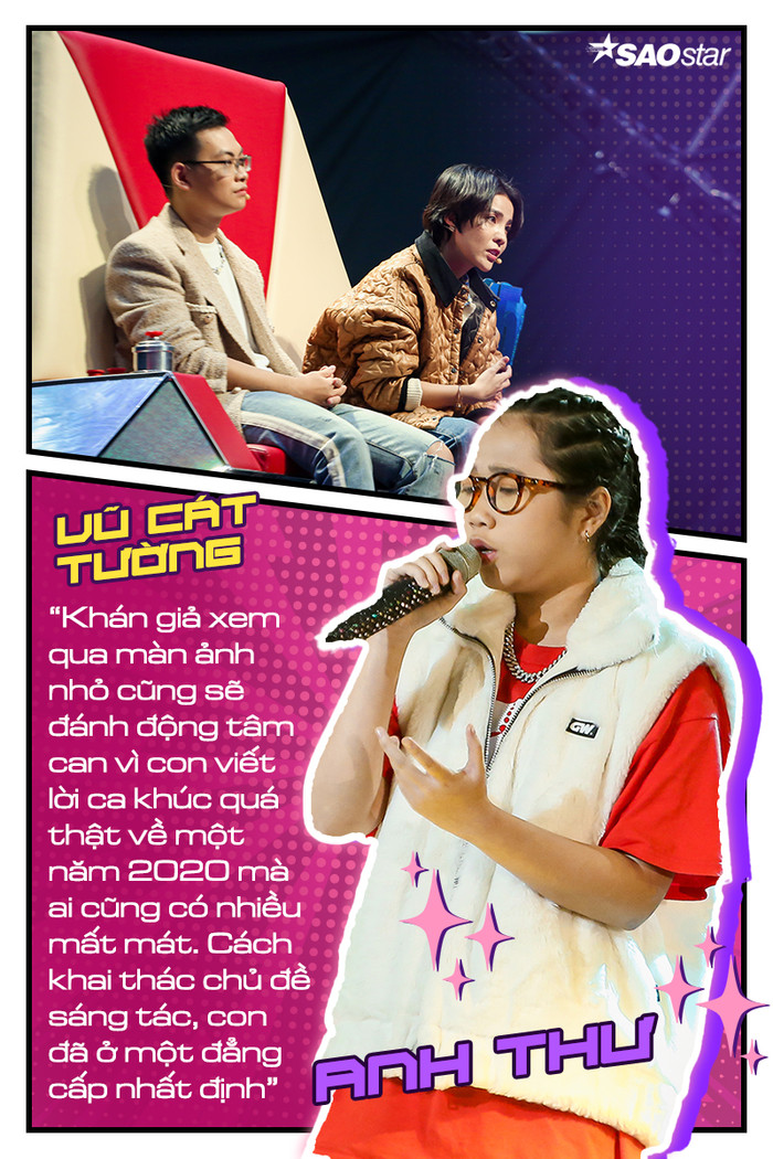 Chính sự đầu tư thời gian, công sức chăm chút cho sản phẩm âm nhạc của mình Anh Thư đã có được sự tán dương từ HLV khó tính Vũ Cát Tường: 'Con đã ở một đẳng cấp nhất định'.