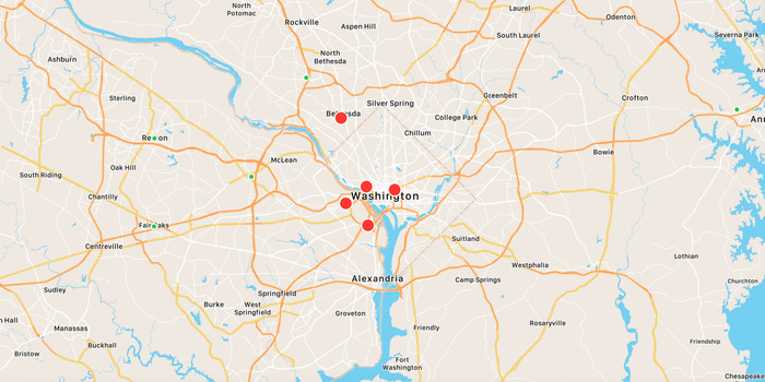 5 cửa hàng Apple Store ở khu vực thủ đô Washington đã được đóng cửa từ ngày 14/1. (Ảnh: 9to5Mac)