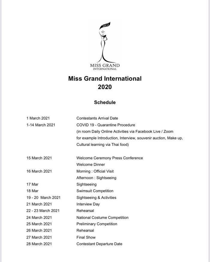 Các người đẹp sẽ phải cách ly 2 tuần tại Thái Lan trước khi bước vào hoạt động đầu tiên.