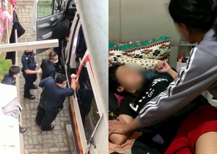 Cảnh sát dựng lại hiện trường vụ việc (phải).