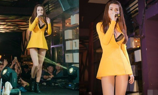 Tuy nhiên, người mặc nên lưu ý đến chiều dài áo, nếu không rất dễ rơi vào tình huống nhạy cảm như Hà Hồ... 