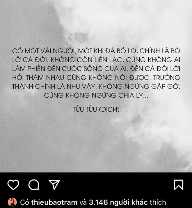 Thiều Bảo Trâm thả tim những dòng tâm trạng buồn bã, thất tình.