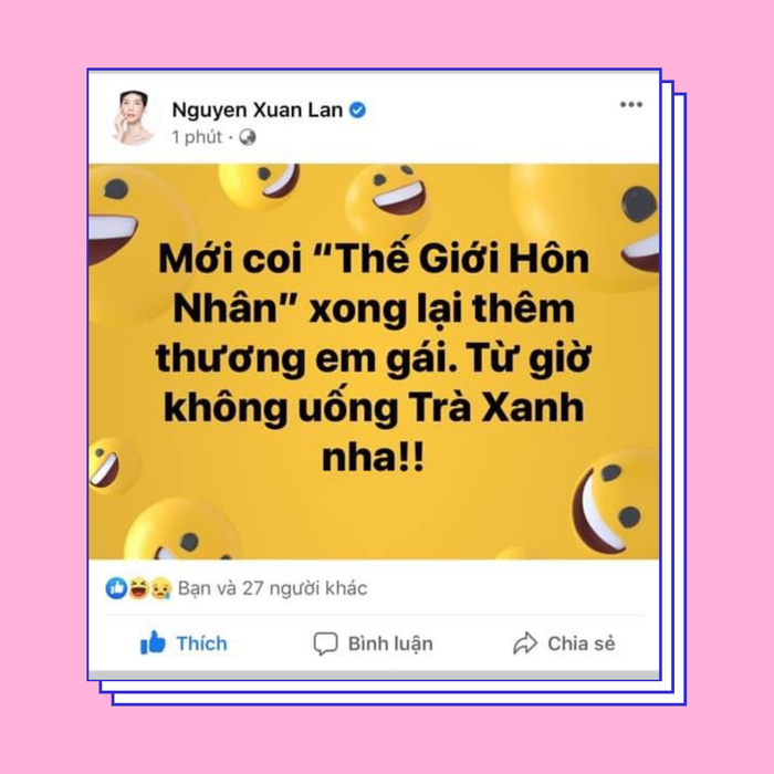 Xuân Lan quyết định không uống 'Trà Xanh' sau khi biết tin.