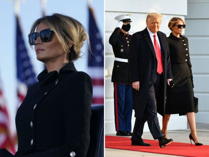 Rời Nhà Trắng, bà Melania Trump tươi trẻ trong chiếc váy cam của Gucci Ảnh 1