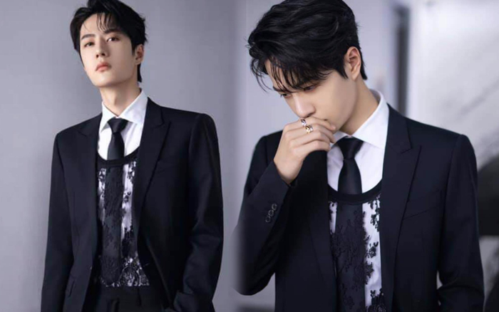 Vương Nhất Bác khiến fan mắt tròn mắt dẹt khi táo bạo mix áo ren nữ với suit truyền thống Ảnh 2