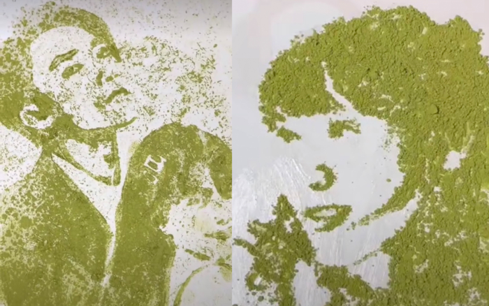 Hot TikToker vẽ chân dung Sơn Tùng - Thiều Bảo Trâm - Hải Tú bằng bột trà xanh nhận phản hồi bất ngờ Ảnh 2