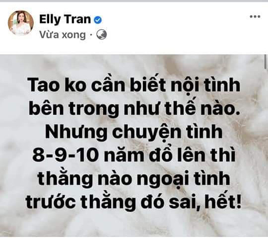Dòng trạng thái gây tranh cãi của Elly Trần