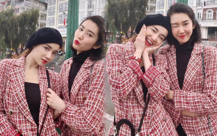 Nhã Phương streetstyle như gái Pháp mặc đồ đôi cùng cô bạn thân Thúy Ngân Ảnh 2