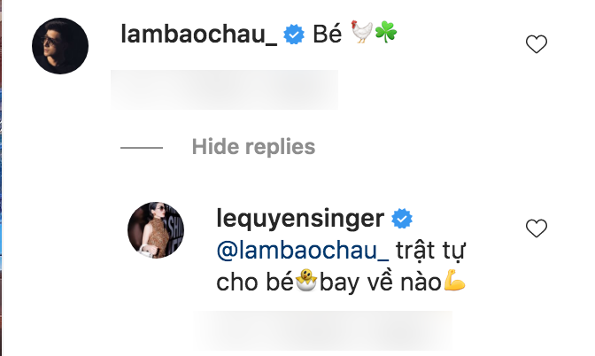 Tình trẻ Lâm Bảo Châu gọi Lê Quyên thân mật là 'bé gà'.