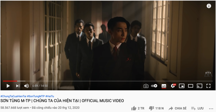 Cho đến hiện tại, MV 'Chúng ta của hiện tại' của Sơn Tùng M-TP đã có hơn 118.000 lượt dislike. (Ảnh chụp màn hình)