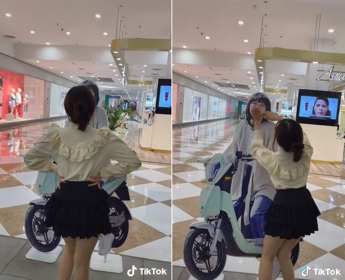 Một cô gái liên tục vả mặt hình quảng cáo của Hải Tú.&nbsp;