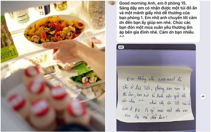 Thấy chị hàng xóm ở lại phòng trọ ăn Tết, nữ sinh gửi tặng ít đồ ăn kèm lời nhắn đầy ấm áp Ảnh 2
