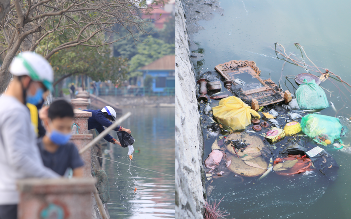 Người Hà Nội tiễn ông Công ông Táo về chầu trời sớm, ném bàn thờ và tàn hương đầy xuống hồ Ảnh 2