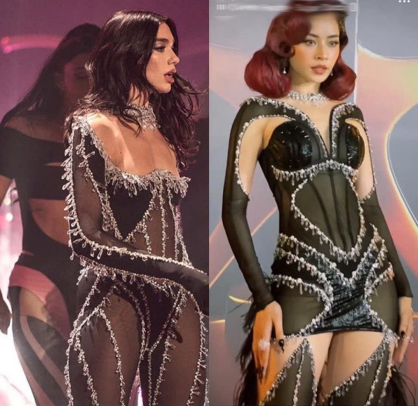 Tuy nhiên sau đó, bộ cánh này lại được dân mạng soi là có nhiều điểm giống với trang phục của nữ ca sĩ Dua Lipa.