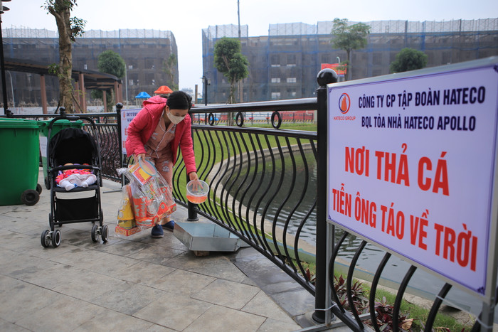 Để ông Táo có phương tiện về chầu trời, người Việt thường chuẩn bị 3 con cá chép sống (hay cá vàng) thả trong chậu nước. Sau khi cúng xong, người ta sẽ đem cá phóng sinh xuống ao, hồ hay sông.