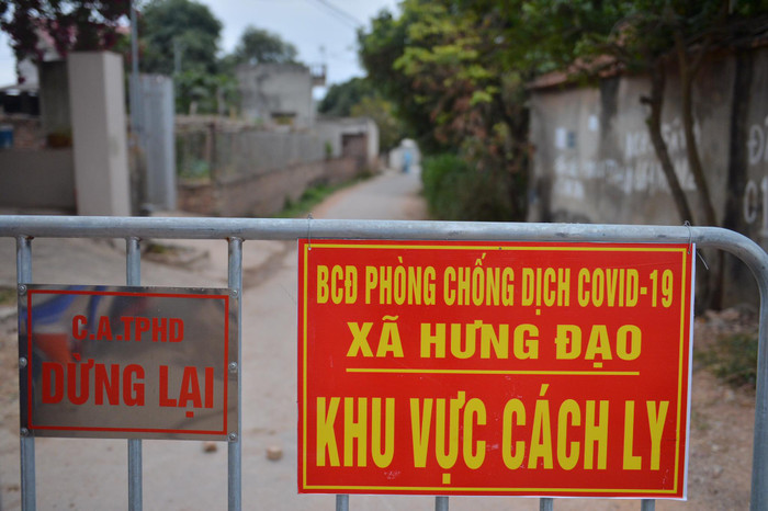 Khu vực bị phong toả tại TP Chí Linh, Hải Dương.