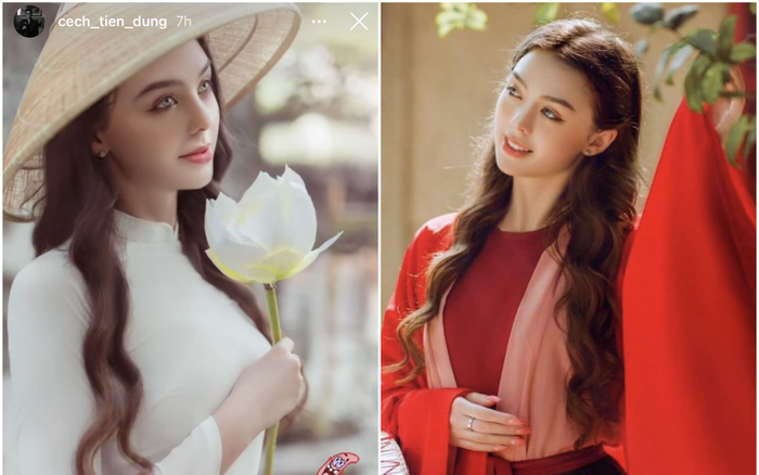 Bạn gái thủ môn Bùi Tiến Dũng dịu dàng trong trang phục truyền thống Việt Nam Ảnh 2