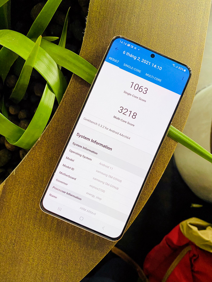 Điểm hiệu năng năng của Galaxy S21 5G vô cùng ấn tượng khi đo bằng GeekBench 5.