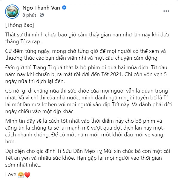 Chính thức: Phim Tết 2021 của Trấn Thành, Lý Hải, Ngô Thanh Vân huỷ chiếu vì COVID-19 Ảnh 4