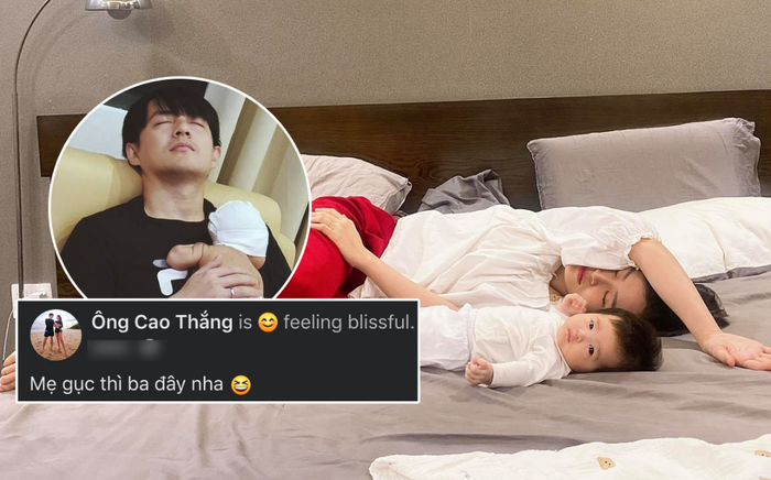 Đông Nhi hát ru bé Winnie chiều 28 Tết: Mẹ ngủ mê man, con gái thức pose dáng cho ba Thắng chụp ảnh Ảnh 2